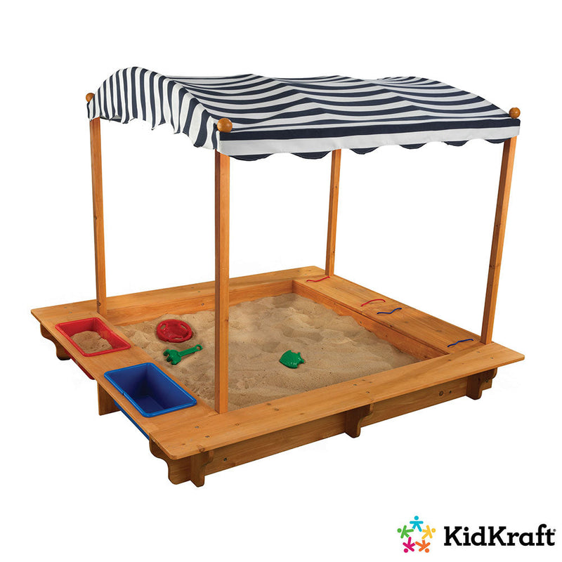 KidKraft Outdoor Sandbox with Canopy - Navy & White
