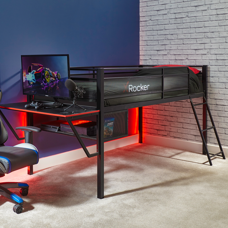 X Rocker Sanctum Gaming Mid Sleeper Bed With Desk
