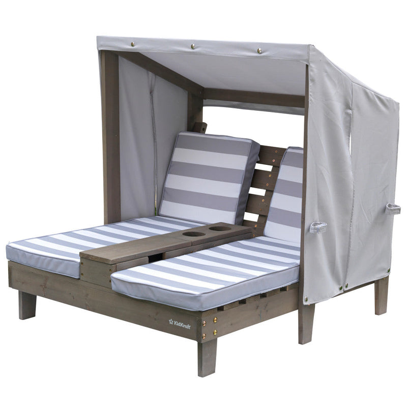 KidKraft Double Chaise Lounge with Cup Holders - Gray