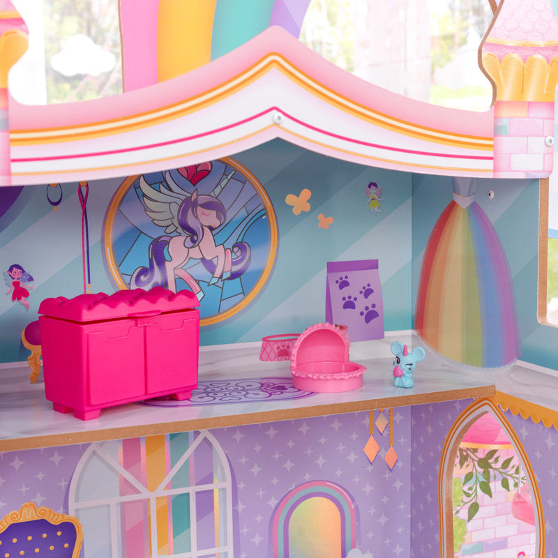 KidKraft Rainbow Dreamers Unicorn Mermaid Dollhouse with EZ Kraft Assembly™