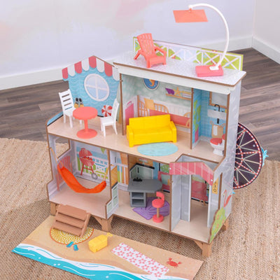 KidKraft Ferris Wheel Fun Beach House Dollhouse with EZ Kraft Assembly™