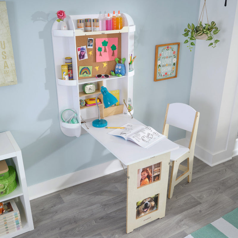 KidKraft Arches Floating Wall Desk & Chair - White