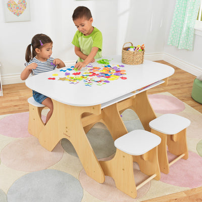 KidKraft Arches Expandable Table & Bench Set - White