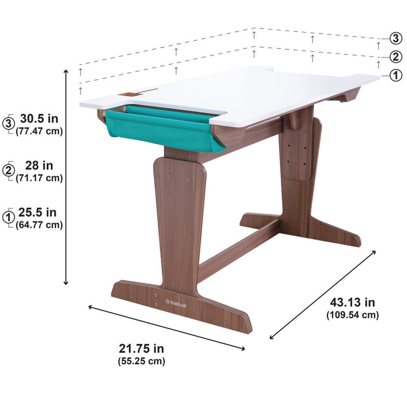 KidKraft Grow Together Pocket Adjustable Desk & Chair - Grey Ash