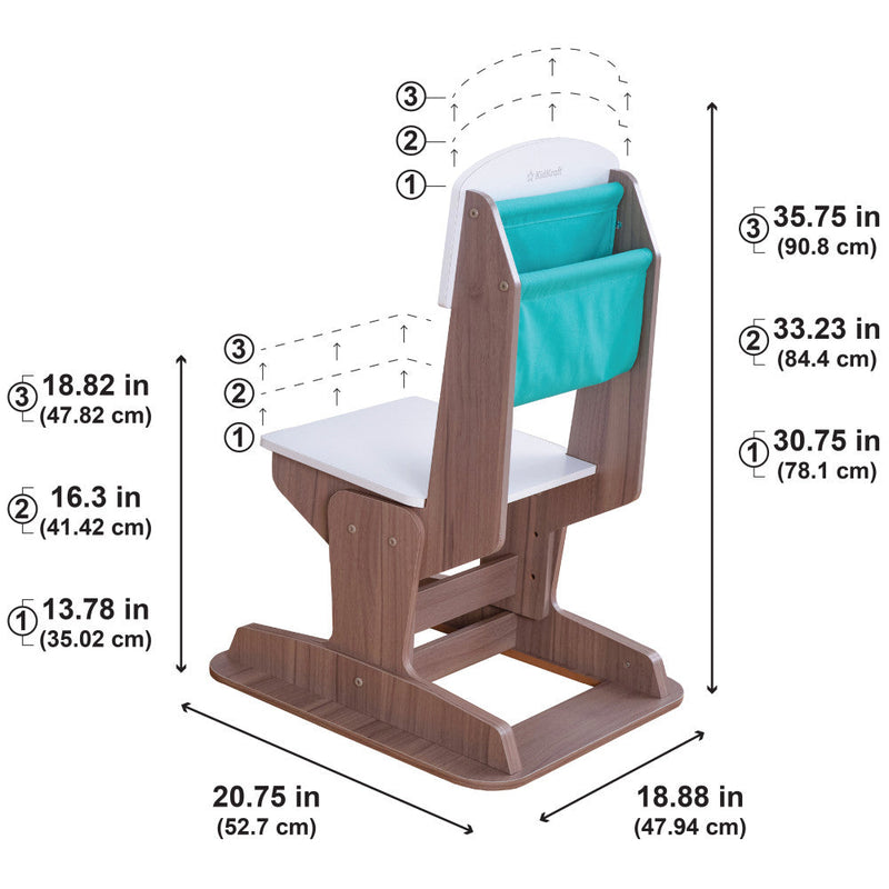 KidKraft Grow Together Pocket Adjustable Desk & Chair - Grey Ash