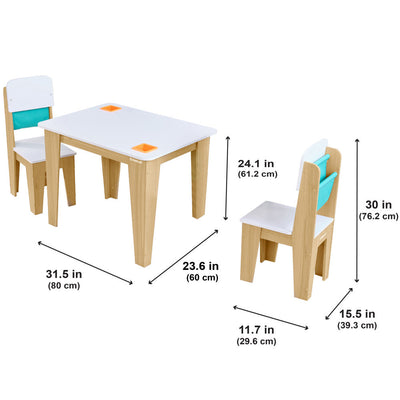 KidKraft Pocket Storage Table & 2 Chairs Set - Natural