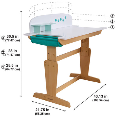 KidKraft Grow Together Pocket Adjustable Desk with Hutch & Chair - Natural
