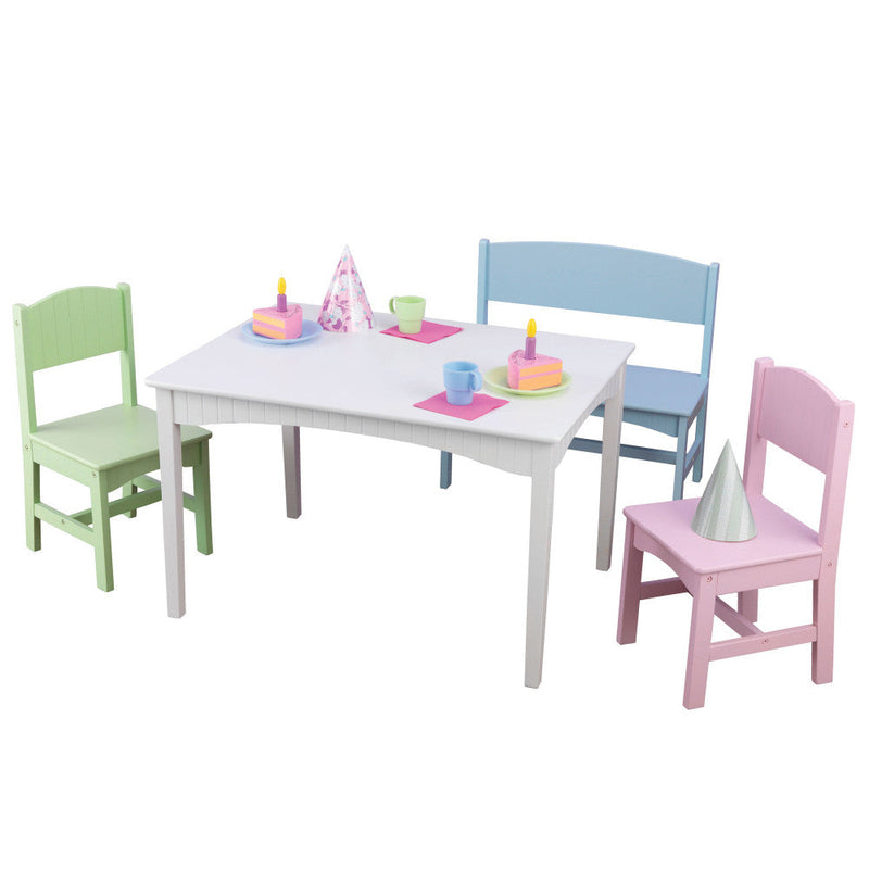 KidKraft Nantucket Table with Bench & 2 Chairs - Pastel