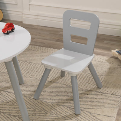 KidKraft Round Storage Table & 2 Chair Set - Gray & White