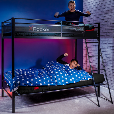X Rocker Stronghold Gaming Triple Bunk Bed With Futon Cushion