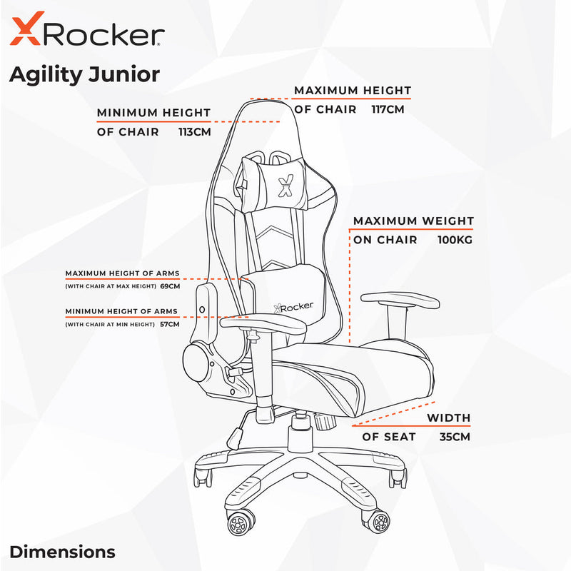 X Rocker Agility Jr Esports Gaming Chair For Juniors - Green