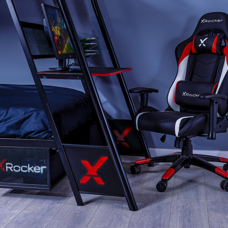 X Rocker Armada Gaming Bunk Bed With Desk - Sleeps 2