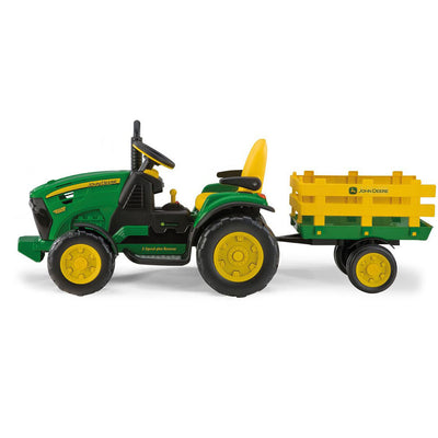 Peg Perego John Deere Ground Force With Trailer 12V Kids Electric Tractor